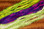 Hareline Tiger Barred Rabbit Strips - 1/4" Magnum (Black Barred Chartreuse Over Flo Yellow, Black Barred Purple Over Fuchsia, Black Barred Chartreuse Over White)