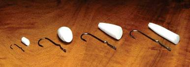 Wapsi Perfect Popper Bodies w/ Hooks (Bream, Tapered Cup, Saltwater, Pencil (pictured left to right))