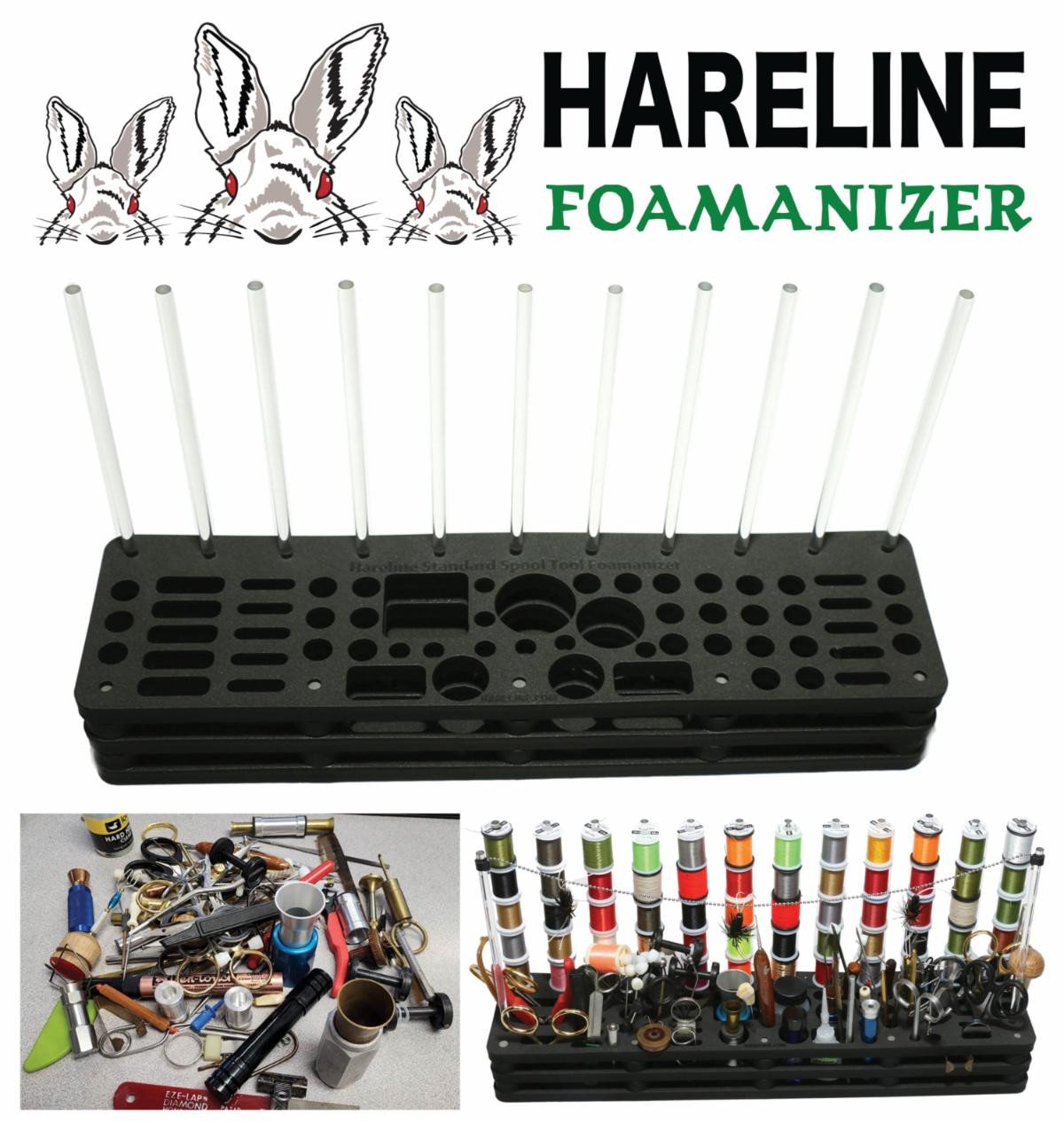 Fly Tying Desk Organizer / FREE STANDARD US SHIPPING / Hareline Magnum Spool  / Tool 18.5 Foamanizer Module