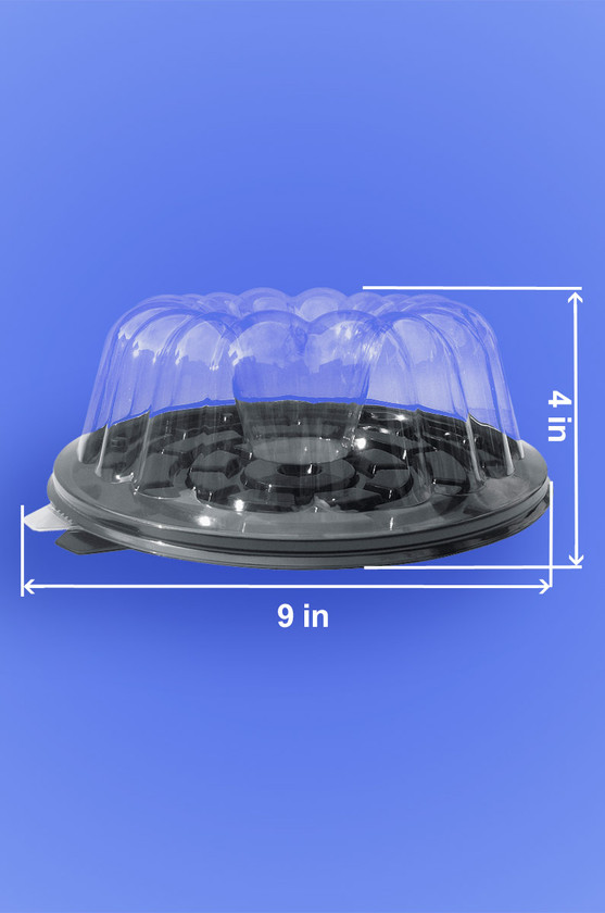 JELLO DOME CONTAINER 9" BLACK BASE 4" TALL 50/CASE Wow Plastics