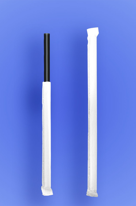 GIANT STRAW 7.75" PAPER WRAPPED BLACK 24/350 (8,400/case) Wow