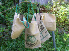 Stout carry bags made from clean discarded burlap coffee bags - medium sized