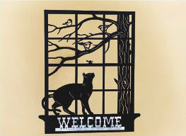 27 x 24 inch Black powder coated and 16 gauge steel  that will not rust,great for indoor or outdoor decor.