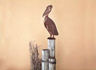 #GA 43 - 48 x 16 inches, 16 gauge steel on wood, unique outdoor decor