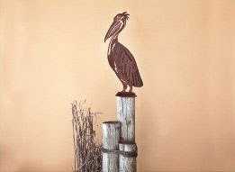 #GA 43 - 48 x 16 inches, 16 gauge steel on wood, unique outdoor decor