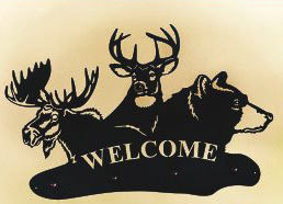 23 x 35 inch Black powder coated 16 gauge steel and will not rust , great for indoor or outdoor decor.