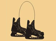 27 x 18 inch  powder coated Black 16 gauge steel and will not rust, great for indoor and outdoor  decor.Skates come with 3D metal laces