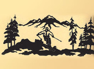 34 x 14 inch  powder coated Black 16 gauge steel and will not rust, great for indoor and outdoor  decor.