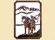 24 x 17 inch  powder coated Black 16 gauge steel and will not rust, great for indoor and outdoor  decor.