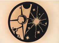 24 x 24  inch Black 16 gauge steel powder coated and will not rust, great for indoor or outdoor decor.