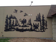 custom  in inches  Black 16 gauge steel powder coated and will not rust, great for indoor or outdoor decor.