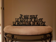 30 x 14 inch 16 gauge steel and powder coated so it will not rust. Great for indoor or outdoor decor.