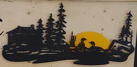 29 x 14  inch 16 gauge steele and powder coated so it will not rust. Great for indoor or outdoor decor.