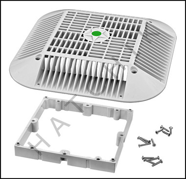 N1658 AQUASTAR 9" X 9" HI FLO RETROFIT MAIN DRAIN GRATE 1" THICK    WHITE