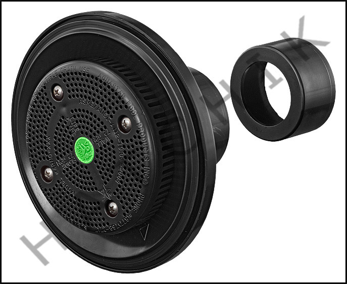 AQUASTAR SKIMMER EQUALIZER FTG BLK W/4" RND COVER & PIPE ADAPT BLACK