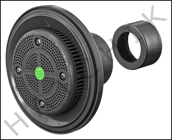 AQUASTAR SKIMMER EQUALIZER FTG DGR W/4" RND COVER & PIPE ADAPT DKGRAY