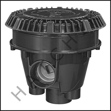 N1891 AQUASTAR 8" RND MAIN DRAIN BLACK W/ADJ. COLLAR & LOW PROFILE GRATE