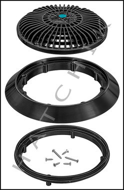 N1896 AQUASTAR 8" SUPER HIGH FLOW  BLACK COVER, RISER RING, AND MUD FRAME