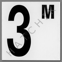 T4513 CERAMIC DEPTH MARKER # "3M" BLACK ON WHITE - SMOOTH