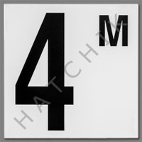T4514 CERAMIC DEPTH MARKER # "4M" BLACK ON WHITE - SMOOTH