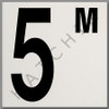 T4515 CERAMIC DEPTH MARKER # "5M" BLACK ON WHITE - SMOOTH