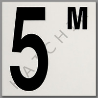 T4515 CERAMIC DEPTH MARKER # "5M" BLACK ON WHITE - SMOOTH