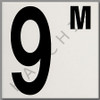 T4519 CERAMIC DEPTH MARKER # "9M" BLACK ON WHITE - SMOOTH
