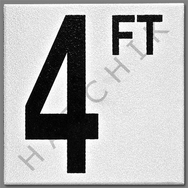 T4574 NON SKID DEPTH MARKER W/BL #4 FT NUMBER 4  W/FT- WHITE