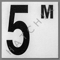 T4595 NON SKID DEPTH MARKER W/BL # "5 M" NUMBER 5  W/ M- WHITE