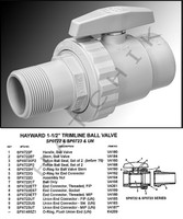 V4117 HAYWARD SP0723S ABS BALL VALVE 1-1/2"" MPT X 1-1/2"" SKT