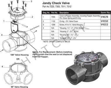 V4558 JANDY #7305 CHECK VALVE  2 Jandy 180°, 2"Check Valve