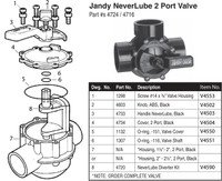 V4592 JANDY #4716 NEVER LUBE 2 PORT VALVE 2" - 2-1/2