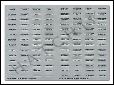 V5856 JANDY #6781 DECAL SET FOR AQUALINK RS AUXILIARY EQUIP.