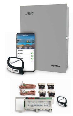 V5873 JANDY AQUALINK IQ906-PS-PC-SWC BUNDLE
POOL AND SPA W/SALT CELL
INCLUDES:
RS SYSTEM BOARD,
2-SENSORS,
4 RELAYS
IQ30-A WEB CONNECT DEVICE
6614AP-LG POWER CENTER
WITH SUB-PANEL
PLC1400 AQUAPURE SALT CELL
2-ACTUATORS