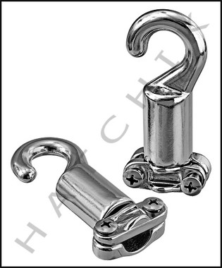 X1022 ROPE HOOK-CLEAT TYPE FOR 3/8 & 1/2" CHROME BAG OF 2