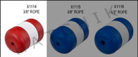X1114 LOCK TYPE FLOAT-3" X 5" X 3/8" R/W 3/8" ROPE   RED & WHITE
