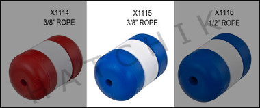 X1115 LOCK TYPE FLOAT-3" X 5" X 3/8" B/W 3/8" ROPE  BLUE & WHITE