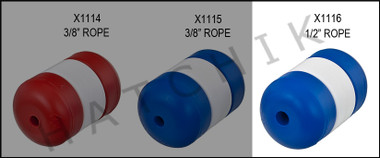 X1116 LOCK TYPE FLOAT-3" X 5" X 1/2" B/W 1/2" ROPE  BLUE & WHITE