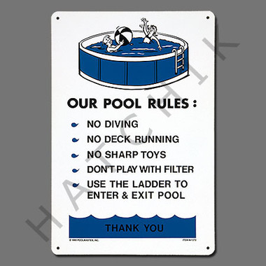 X4050 SIGN-"A/G POOL REGULATIONS" #41370 #41370