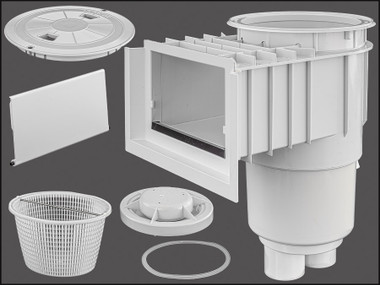 L1550 AQUASTAR SKIMMER W/WATERSTOP WHITE FLOAT ASSY, BASKET, LID, & COLLAR