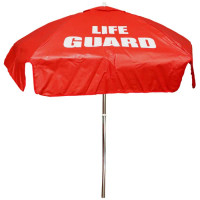 H1175 LIFE GUARD CHAIR-UMBRELLA SOLID RED  2 PCS COLOR: RED WITH LIFE GUARD LOGO