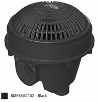 N1889 AQUASTAR 8IN RND MOFLOW MAIN DRAIN BLACK W/ADJ. COLLAR & MOFLOW GRATE SET OF 2 **NEED TRANSITION ABS TO PVC GLUE*