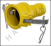 F2100 QUICK COUPLING "C" 1-1/2 FEMALE X INSERT/YELLOW-PLASTIC