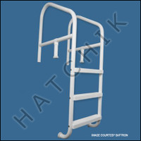 G9023 SAFTRON COMM. LADDER 3 TREAD WHITE W-24" H-65"W/CROSSBRACE & ESCU