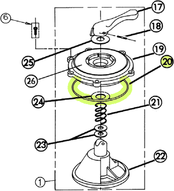 H3381 PAC FAB #271103  O-RING VALVE TOP, 1 1/2