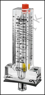 A6218 BLUE WHITE FLOWMETER 1 1/4" LR BROMINATOR (0-35 GPM)