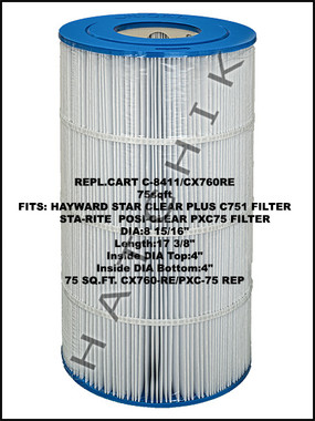 H5819 REPL.CART C-8411/CX760RE 75sqft HAYWARD STAR-CLEAR PLUS C751