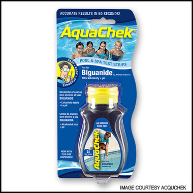 B1409 AQUACHEK BLUE 3/1 STRIP 25/BTL BIGUANIDE,TOTAL ALKALINITY, PH