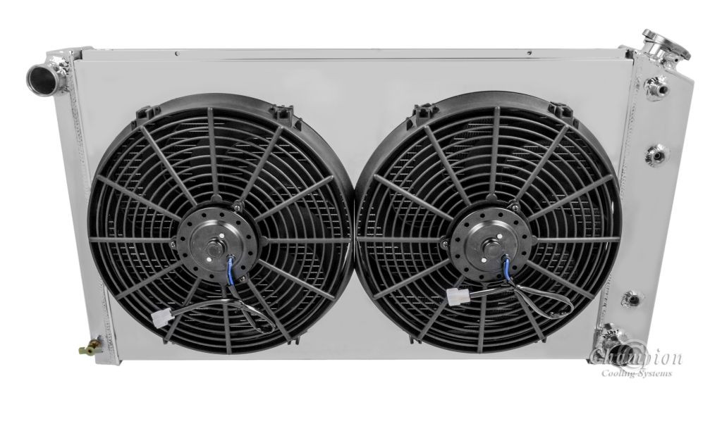 1970 71 72 73 74 75 76 Chevy Monte Carlo 2 Row Alum Radiator Fan Combo