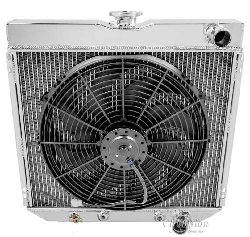 1967 68 69 70 Ford Mustang 2 Row Champion Alum Radiator Fan Combo